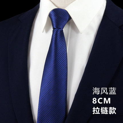 Dress Business Tie Men's and Women's Groom Wedding Black Zipper Korean Narrow No Lazy Striped Bow Tie Plaid