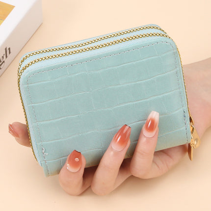Anti-Magnetic Theft Double Pull Card Holder Fashionable Women's Crocodile Pattern Zipper Coin Purse Cross-Border Coin Purse Rfid