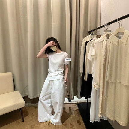 METWO 8749 One-Piece White Summer Round Neck Simple Foundation Do Not Pick People Base Inner Top