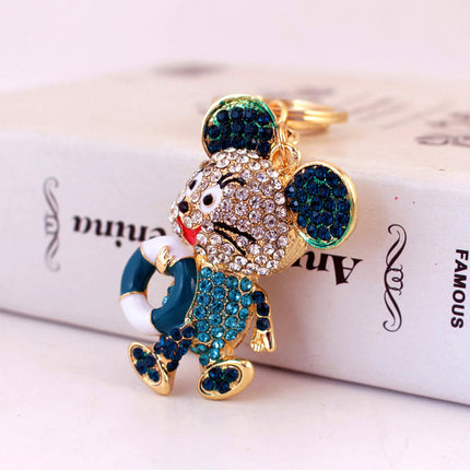 [Clearance specials] Cross-border European and American alloy diamond-encrusted cute animal keychain car pendant bag pendant