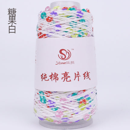 Siyue pure cotton sequined yarn size beads 3+6 hand-woven yarn tube yarn factory wholesale wool ball cross-border