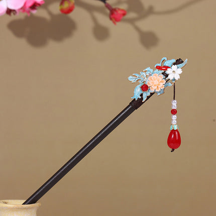 New Year Red Festive Chinese Style Hairpin Palace Style Tassel Walking Hair Hairpin Retro Hanfu Ancient Dress Cheongsam Hair Accessories Women