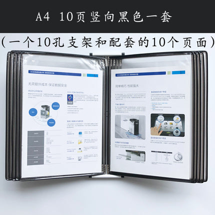 10-page horizontal wall hanging display file holder A4 horizontal wall hanging display folder 10-hole loose-leaf craft clip