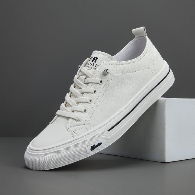 First-Layer Cowhide Sneakers, Soft Sole, Soft Surface, White Shoes for Men, Simple Casual Shoes, Versatile Men's Shoes, Comfortable