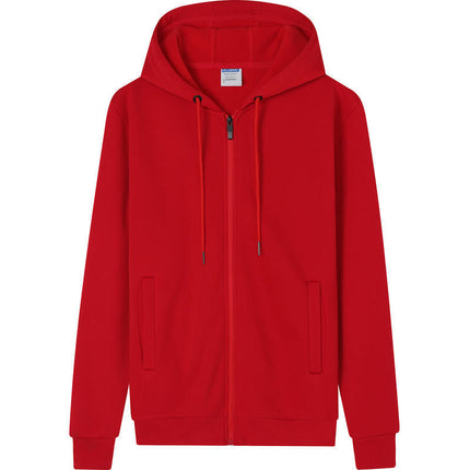 Autumn and Winter Fleece-Lined Zip-Up Hoodie Sweatshirt Unisex Workwear Long-Sleeve Jacket Casual Versatile with Logo Design