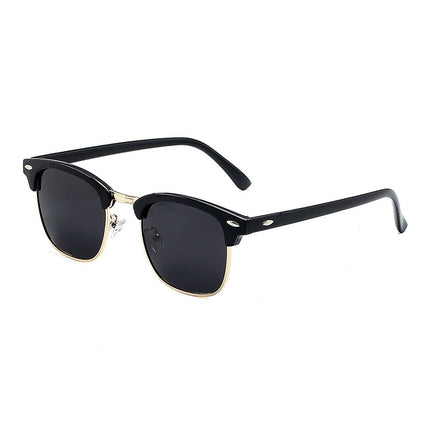 Classic sunglasses retro rice nail half frame sunglasses fashion color film reflective glasses cross-border manufacturers wholesale