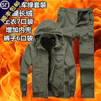619 army green hooded plus velvet suit (hooded top + pants) / 165