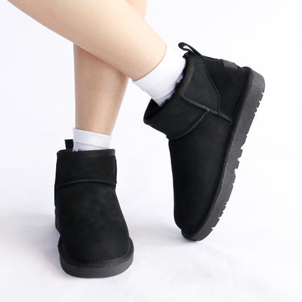 Classic Snow Boots Women's Mini Winter Non-slip Warm Sheepskin One-piece Flat Thickened Wool Snow Boots