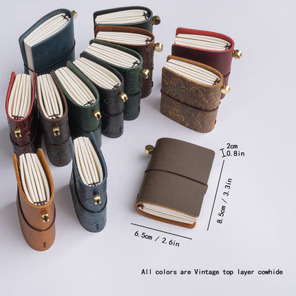 Wholesale Mini Retro Handbook New Notebook Traveler Crazy Horse Leather Portable Small Diary Customizable