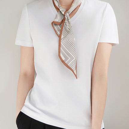 100 mercerized cotton short-sleeved T-shirt women's 2025 summer new V-neck cotton pullover vest cool feeling ice silk base