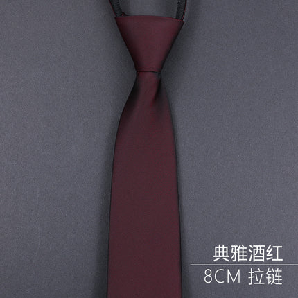 Burgundy Groom Wedding Burgundy Groomsman Formal Business Zipper Knot-Free Men's Tie Wedding