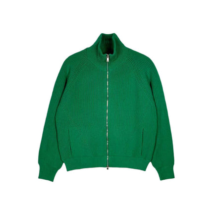 American Style High Street Loose Green Fashionable Zipper Collar Jacket Men's New Spring Knitted Sweater