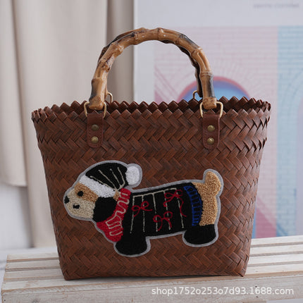 PVC Dachshund Woven Tote Bag / Sac Tressé Teckel PVC