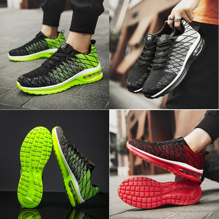Men's Shoes 2025 Spring New Fluorescent Green Sports Breathable Mesh Air Cushion Non-Slip Casual Lightweight Couple Running Shoes