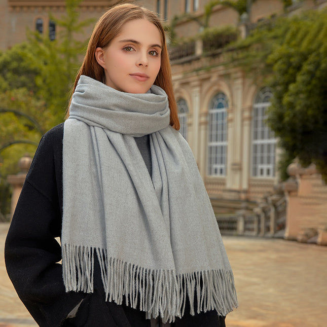 Wool Cashmere Scarf for Women, Winter Warm Solid Color Scarf, Autumn and Winter Versatile Women's Shawl Scarf, Korean Style Atmosphere