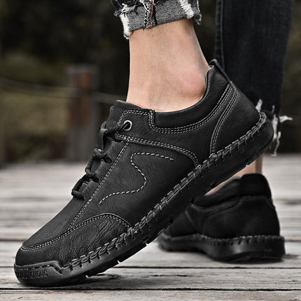 Cross-Border Hot-Selling Spring and Summer New Products Hand-Stitched Casual Men's Shoes Fashionable Soft Sole Versatile Breathable Leather Shoes