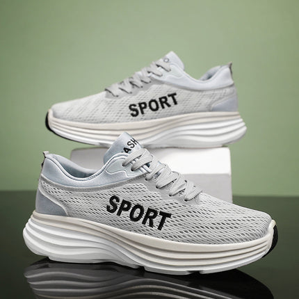 Breathable Low-top Sneakers Men's 2023 Summer New Arrival Lightweight Thick-soled Wear-resistant Casual Shoes All-match Trendy Running Shoes