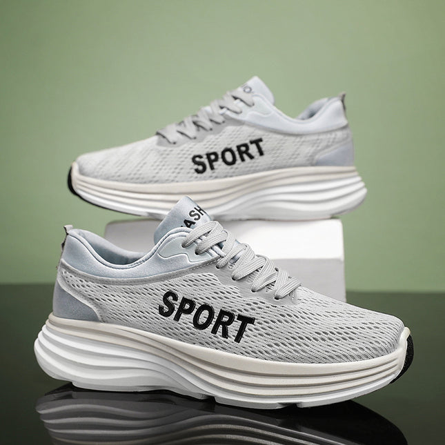 Breathable Low-top Sneakers Men's 2023 Summer New Arrival Lightweight Thick-soled Wear-resistant Casual Shoes All-match Trendy Running Shoes