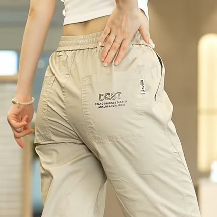 2024 ice silk summer work wear back pocket toe quick-drying casual pants men's loose plus size sports pants