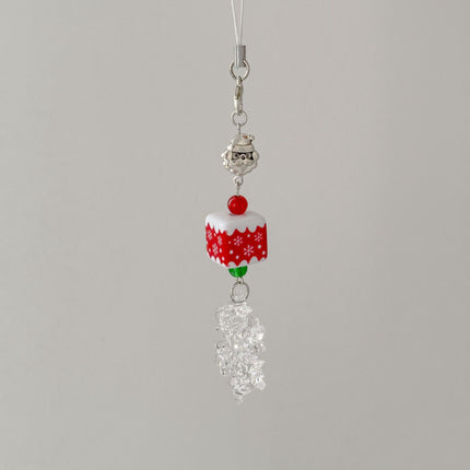 Christmas Beaded Mobile Phone Lanyard Christmas Cute School Bag Hanging Keychain Snowflake Pendant
