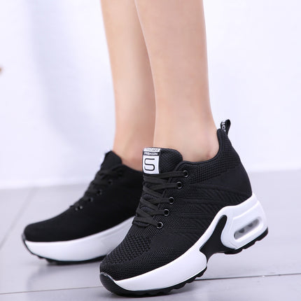 Spring and Autum Small Soft-Soled Inner Height-Increasing Women's Shoes 8cm Breathable Sports Shoes Lightweight Thick-Soled Casual Travel Shoes for Women