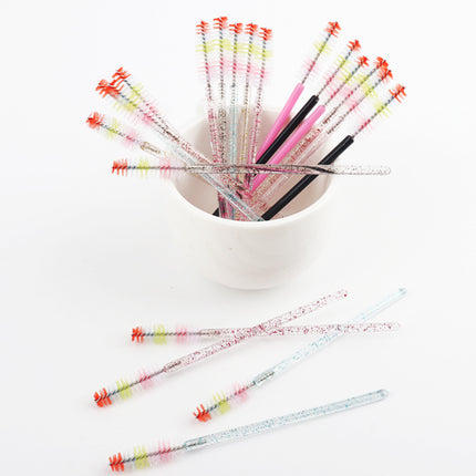 New 50-Pack Disposable Eyelash Brushes, Special for Eyelash Extensions, Crystal Handle Colorful Eyebrow Brushes, Factory Wholesale