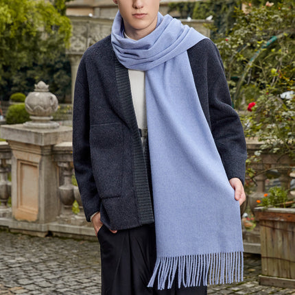 Wool Scarf Shawl High-End Versatile Cashmere Scarf Women's Autumn and Winter Thickened Couple Style Solid Color Scarf Wholesale