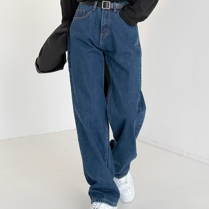 Men's Jeans 2025 New Spring and Autumn Loose Straight Wide-Leg Pants Korean Style Trendy Casual Floor-Length Trousers