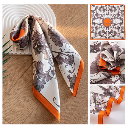 Mulberry Silk Small Square Scarf, Silk Scarf for Women, Autum Green Small Scarf, Korean Style Decoration, Versatile High-End Gift Giving