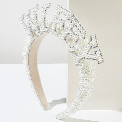 European and American Cross-Border Bride Pearl Headband Veil Hair Accessories Wedding European and American Party Supplies Wholesale