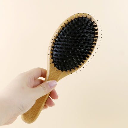 Natural Boar Bristle Air Cushion Comb Bamboo Bristle Comb Wooden Air Bag Comb Temu Popular Cross-Border Export Massage Comb