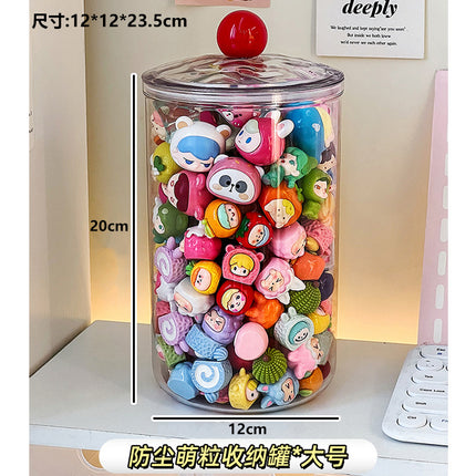 Cute Storage Can Transparent Dustproof Small Hand-held Greedy Baby Mini Bubble Mart Lego Storage Box