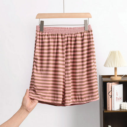 Cross-Border Summer Striped Modal Shorts Women's Home Pants Japanese-Series Loose Outer-Wearing plus size Bit Cotton Home Pants