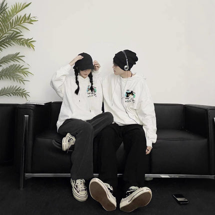 High-grade oversize Men's and Women's Top Special Couple Clothing Autumn and Winter fleece-lined Hooded Sweat Fashion Brand Class Clothes