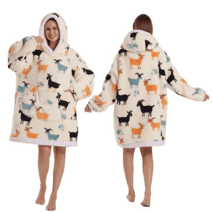 Temutk New Fruit-Themed Adult Sleepwear Autumn and Winter Thermal Wear Unisex Hooded Loungewear Couple Pajamas