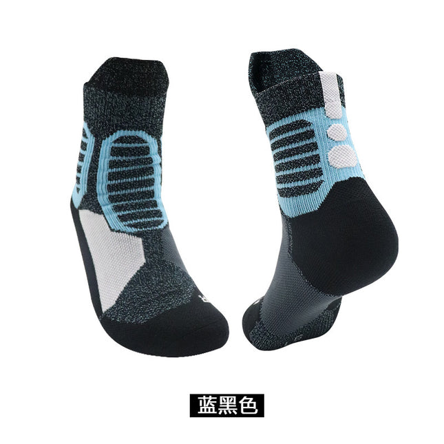 Men's Basketball Socks, Professional Thickened Towel Bottom Running Elite Socks, Sports Mid-Calf Sweat-Absorbent Non-Slip Socks, Mid-Calf Socks