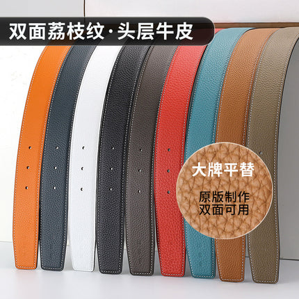Guangzhou belt manufacturers spot wholesale headless layer cowhide smooth buckle leather pure cowhide pants belt does not take the lead