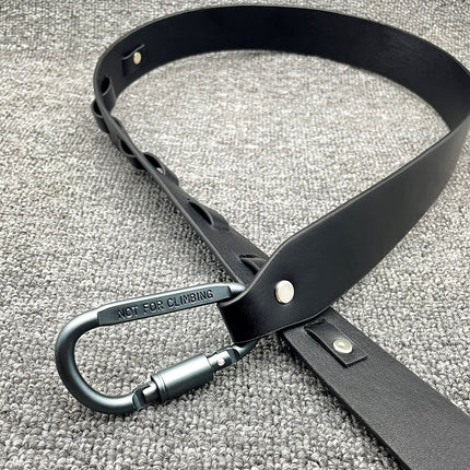 New Ins Style Silver Grey Climbing Climbing Climbing Buckle Letter Carving Machine Black Belt Belt Men's and Women's Trendy Outdoor