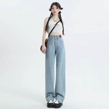 Loose Narrow Wide Leg Jeans Women's Summer Trendy All-match New High Waist Slimming Short Thin Straight Leg Pants