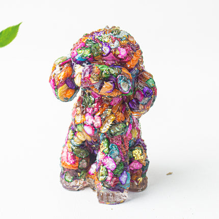 Natural Crystal Crushed Stone Resin Teddy Dog Animal Figurine Decoration for Home Desktop Decoration Cute Amethyst