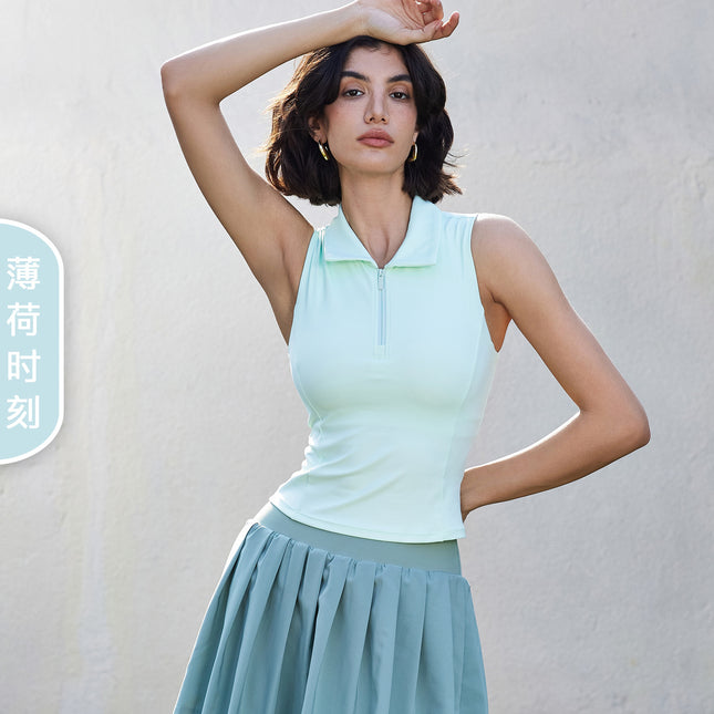 Aidu Nu Ice Mint Sleeveless Yoga Vest High-End Detachable Chest Pad Fitness Top Women's Slim Yoga Wear