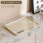 [Milk Yellow-Hose] Silver Edge Medium Silver Handle Square Plate