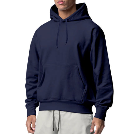 2025 New Cross-Border European and American Men's Sports Pure Color Fleece Sweatshirt Men's Export Wholesale Hoodie