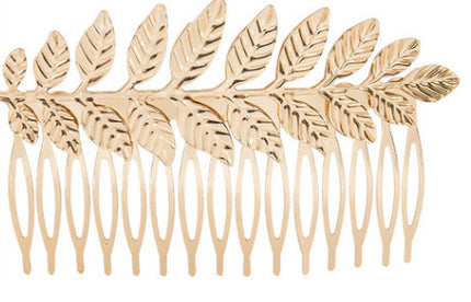 Cross-Border European and American Bridal Leaf Headband Baroque Golden Leaf Headdress Bracelet Earrings Arm Ring Hairpin Hair Accessories