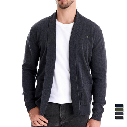 Cross-Border Men's Casual Autumn Cardigan Sweater High-Quality Business Knitwear Solid Color Men's Top in Dark Green