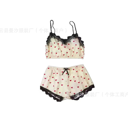 Cross-Border New Style Camisole, Shorts, and Robe Three-Piece Set, Sexy Lace Women's Loungewear Pajamas, Wholesale in Stock