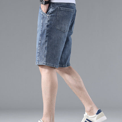 Fashionable and Cool Denim Shorts for Men in Summer New Versatile Straight Casual Trendy Brand Design Five-Quarter Pants for Men
