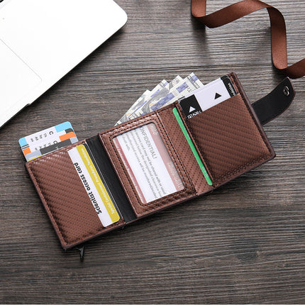 Men's Card Holder Europe and the United States Automatic Elastic Card Buckle Card Holder New Metal Aluminum Case RFID Card Holder Cross-border Hot Sale