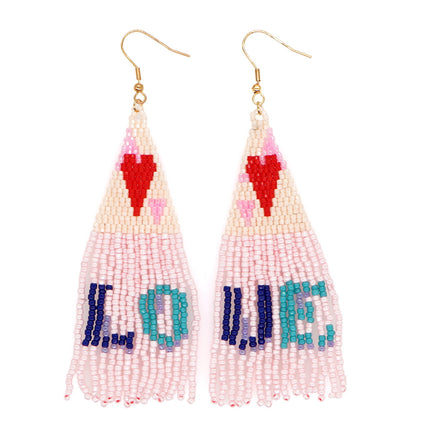 Cross-Border European and American Colorful Seed Bead Earrings, Niche Ethnic Style Handmade Earrings, Woven Long Tassel Trendy Personality Style