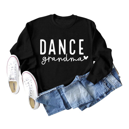 Amazon independent station Dance grandma love letter fashion loose round neck autumn and winter long sleeve sweater women